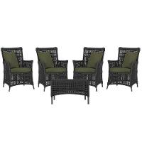 4 Poltronas E 1 Mesa Igapó Alumínio Preta Corda Náutica E13 Preto - 1