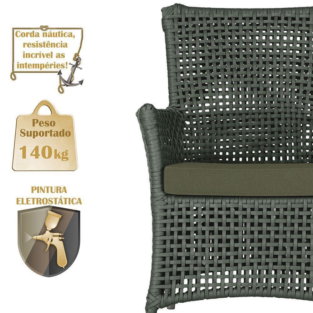 2 Poltronas E 1 Mesa Igapó Alumínio Fendi Corda Náutica E13 Verde - 3