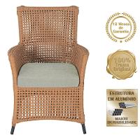 4 Poltronas E 1 Mesa Igapó Alumínio Preta Corda Náutica E3 Terra Cota - 5