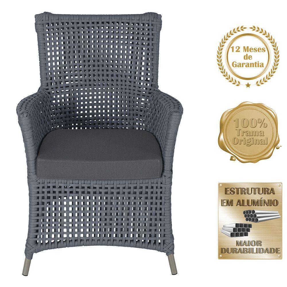 2 Poltronas E 1 Mesa Igapó Alumínio Fendi Corda Náutica E11 Prata - 5