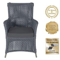 2 Poltronas E 1 Mesa Igapó Alumínio Fendi Corda Náutica E11 Prata - 5