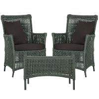 2 Poltronas E 1 Mesa Igapó Alumínio Preta Corda Náutica E9 Verde - 1