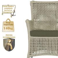 2 Poltronas E 1 Mesa Igapó Alumínio Fendi Corda Náutica E13 Rami