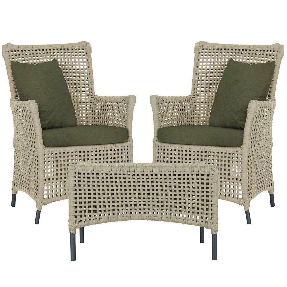 2 Poltronas E 1 Mesa Igapó Alumínio Preta Corda Náutica E13 Rami - 1