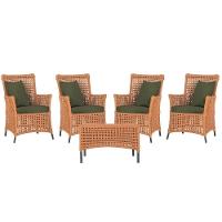 4 Poltronas E 1 Mesa Igapó Alumínio Preta Corda Náutica E13 Terra Cota - 1