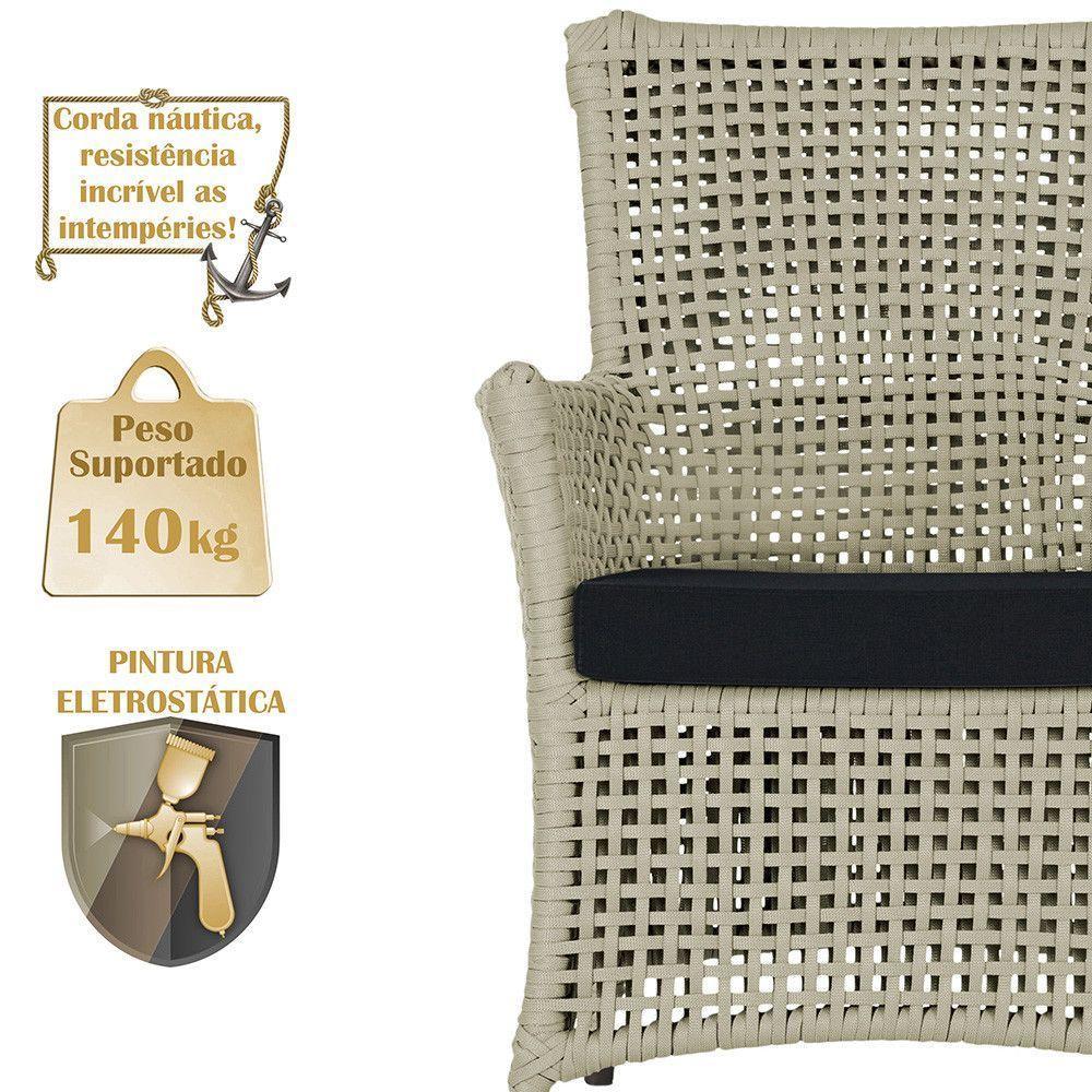 2 Poltronas E 1 Mesa Igapó Alumínio Marrom Corda Náutica E12 Rami - 4
