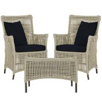 2 Poltronas E 1 Mesa Igapó Alumínio Marrom Corda Náutica E12 Rami - 1