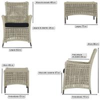 2 Poltronas E 1 Mesa Igapó Alumínio Marrom Corda Náutica E12 Rami - 6