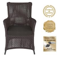 2 Poltronas E 1 Mesa Igapó Alumínio Preta Corda Náutica E9 Marrom - 5