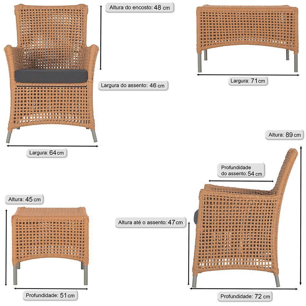 4 Poltronas E 1 Mesa Igapó Alumínio Fendi Corda Náutica E11 Terra Cota - 6