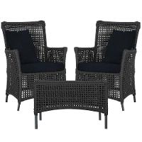 2 Poltronas E 1 Mesa Igapó Alumínio Preta Corda Náutica E12 Preto - 1