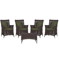 4 Poltronas E 1 Mesa Igapó Alumínio Preta Corda Náutica E13 Marrom - 1