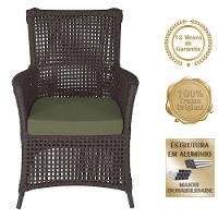 4 Poltronas E 1 Mesa Igapó Alumínio Preta Corda Náutica E13 Marrom - 5