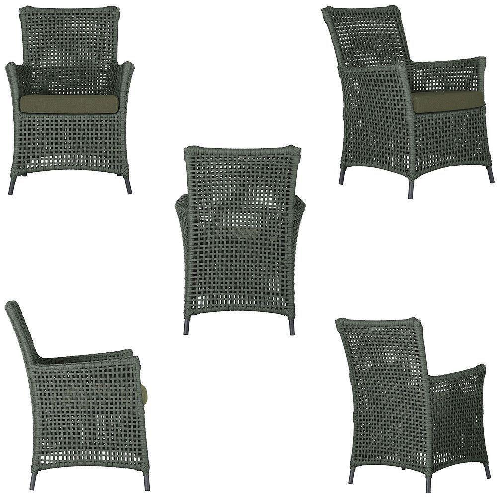 2 Poltronas E 1 Mesa Igapó Alumínio Preta Corda Náutica E13 Verde - 2