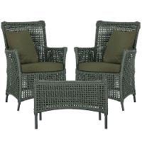 2 Poltronas E 1 Mesa Igapó Alumínio Preta Corda Náutica E13 Verde - 1