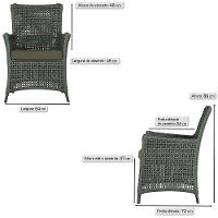 2 Poltronas E 1 Mesa Igapó Alumínio Preta Corda Náutica E13 Verde - 5