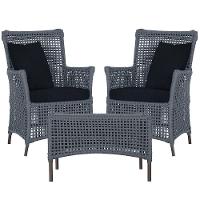 2 Poltronas E 1 Mesa Igapó Alumínio Marrom Corda Náutica E12 Prata - 1