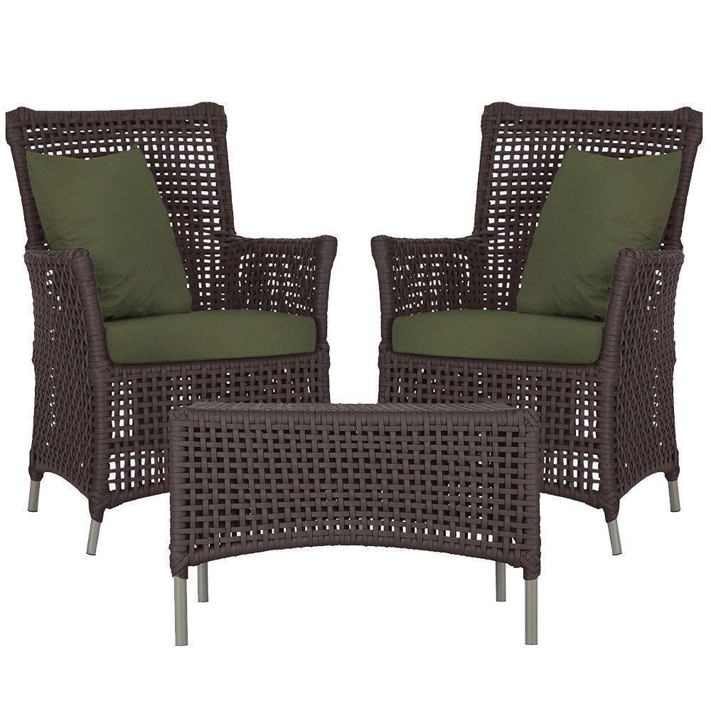 2 Poltronas E 1 Mesa Igapó Alumínio Fendi Corda Náutica E13 Marrom - 1