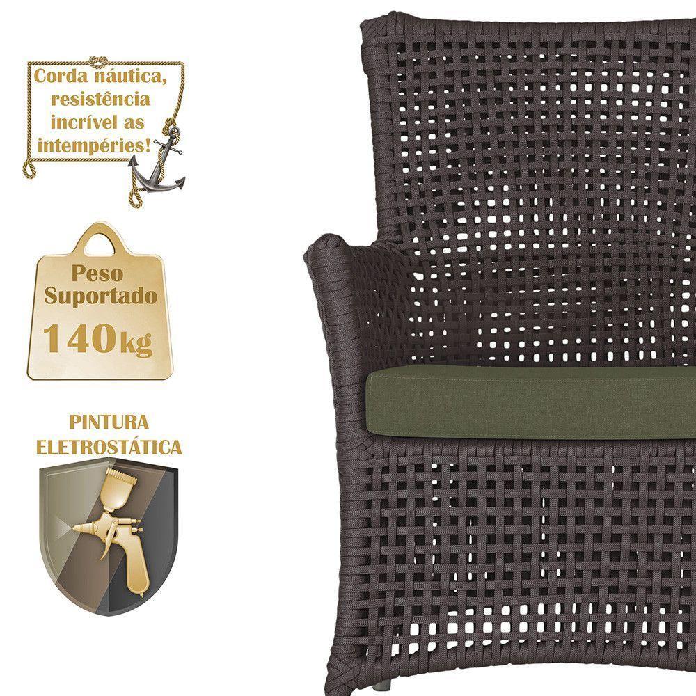 2 Poltronas E 1 Mesa Igapó Alumínio Fendi Corda Náutica E13 Marrom - 4