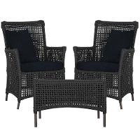 2 Poltronas E 1 Mesa Igapó Alumínio Marrom Corda Náutica E12 Preto - 1