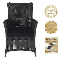 2 Poltronas E 1 Mesa Igapó Alumínio Marrom Corda Náutica E12 Preto - 5