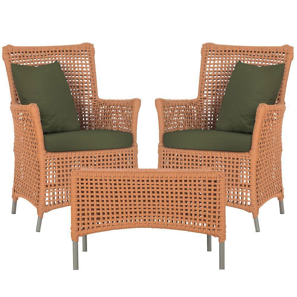 2 Poltronas E 1 Mesa Igapó Alumínio Fendi Corda Náutica E13 Terra Cota - 1