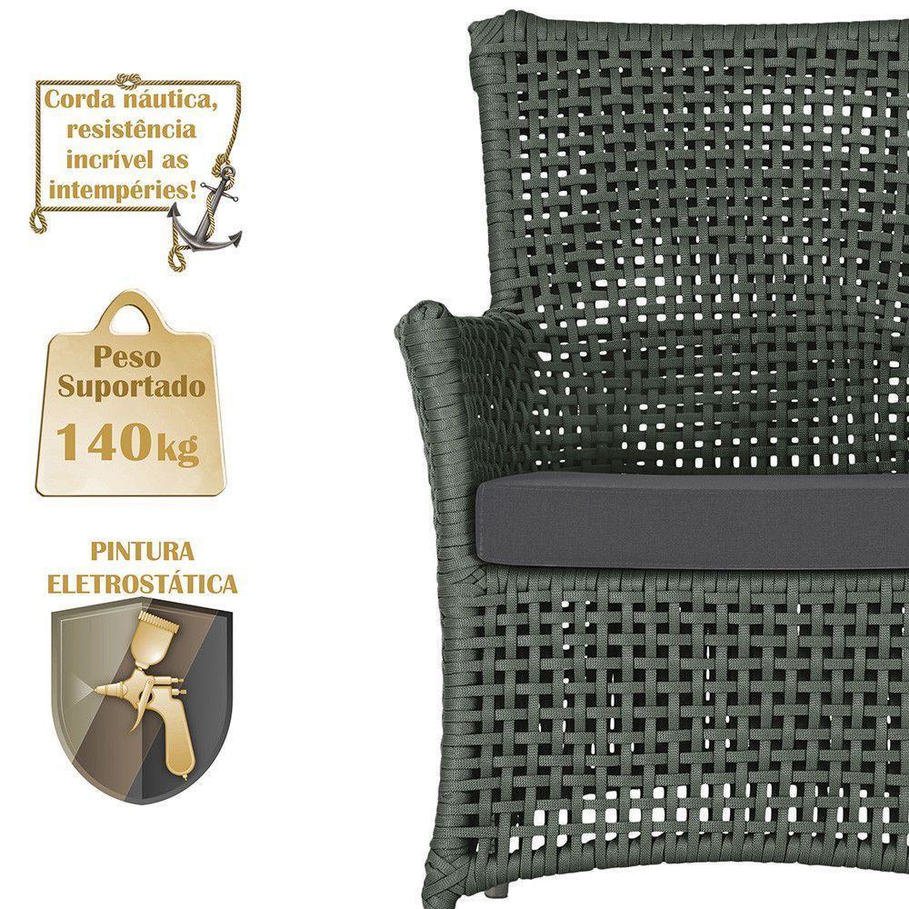 2 Poltronas E 1 Mesa Igapó Alumínio Fendi Corda Náutica E11 Verde - 3