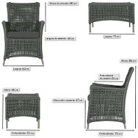 2 Poltronas E 1 Mesa Igapó Alumínio Fendi Corda Náutica E11 Verde - 5