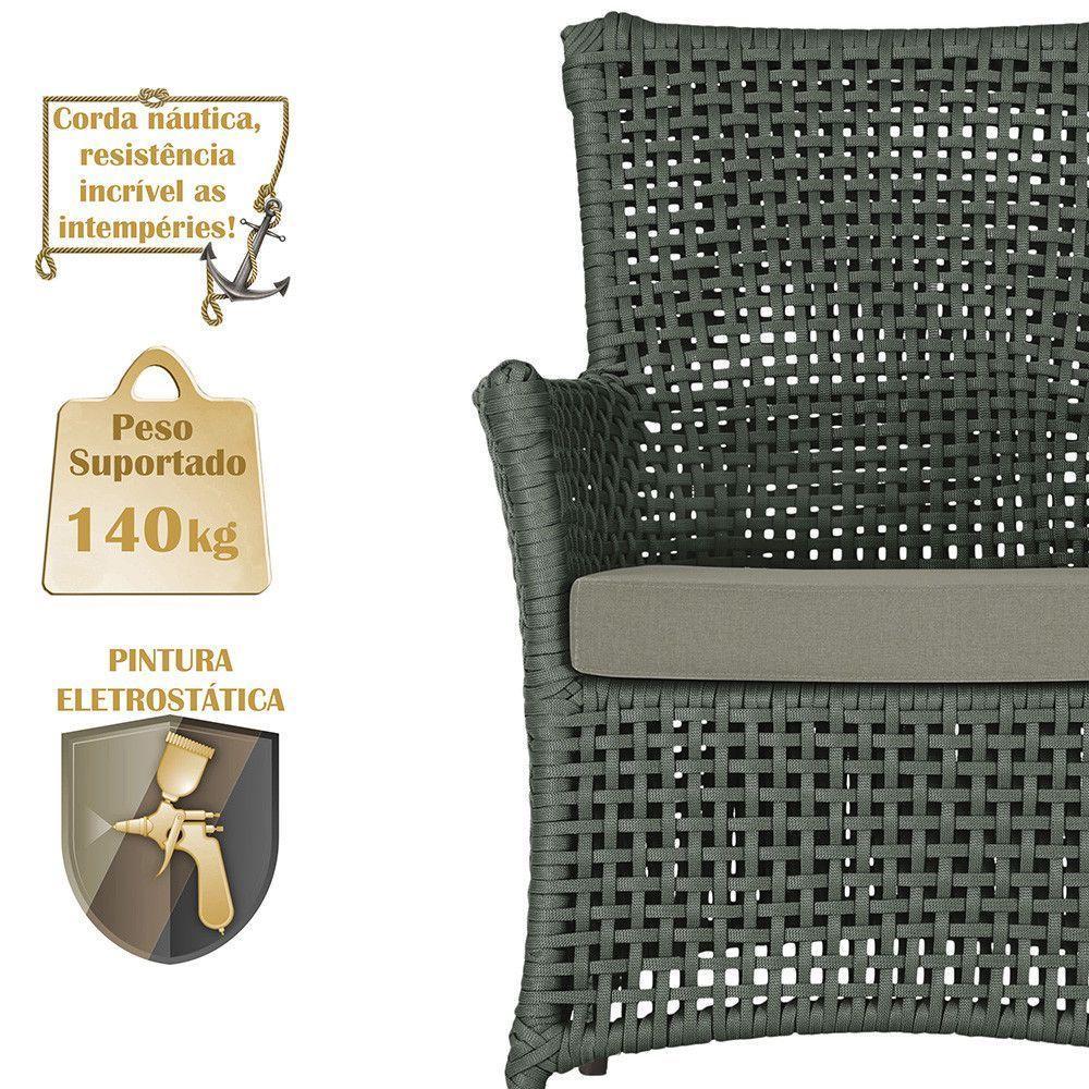 4 Poltronas E 1 Mesa Igapó Alumínio Marrom Corda Náutica E8 Verde - 3