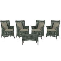 4 Poltronas E 1 Mesa Igapó Alumínio Marrom Corda Náutica E8 Verde - 1