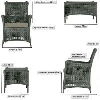 4 Poltronas E 1 Mesa Igapó Alumínio Marrom Corda Náutica E8 Verde - 5