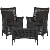 2 Poltronas E 1 Mesa Igapó Alumínio Preta Corda Náutica E9 Preto - 1