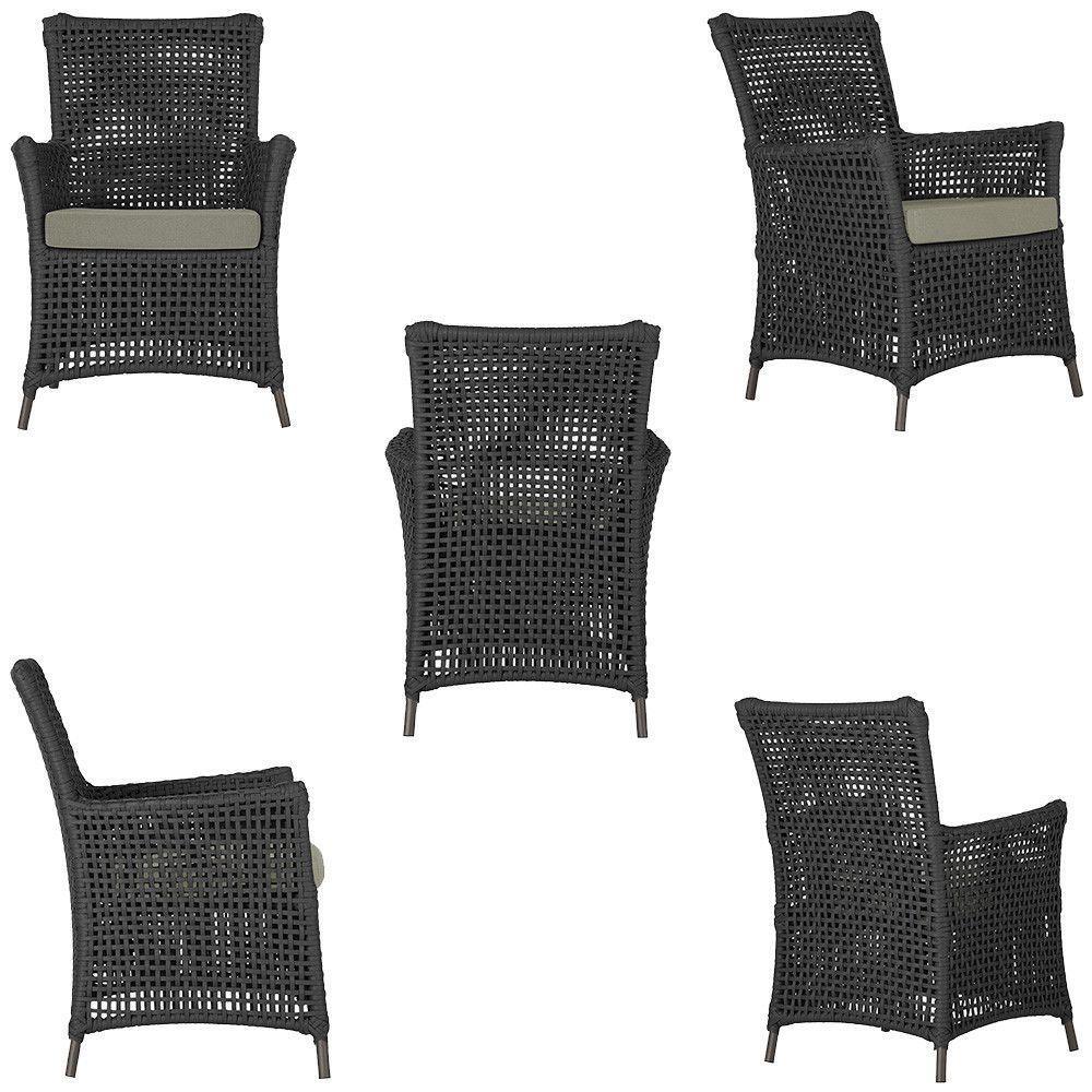 4 Poltronas E 1 Mesa Igapó Alumínio Marrom Corda Náutica E8 Preto - 7