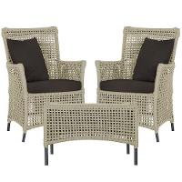 2 Poltronas E 1 Mesa Igapó Alumínio Preta Corda Náutica E9 Rami - 1