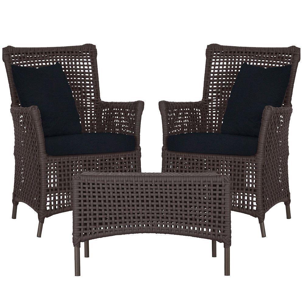 2 Poltronas E 1 Mesa Igapó Alumínio Marrom Corda Náutica E12 Marrom - 1