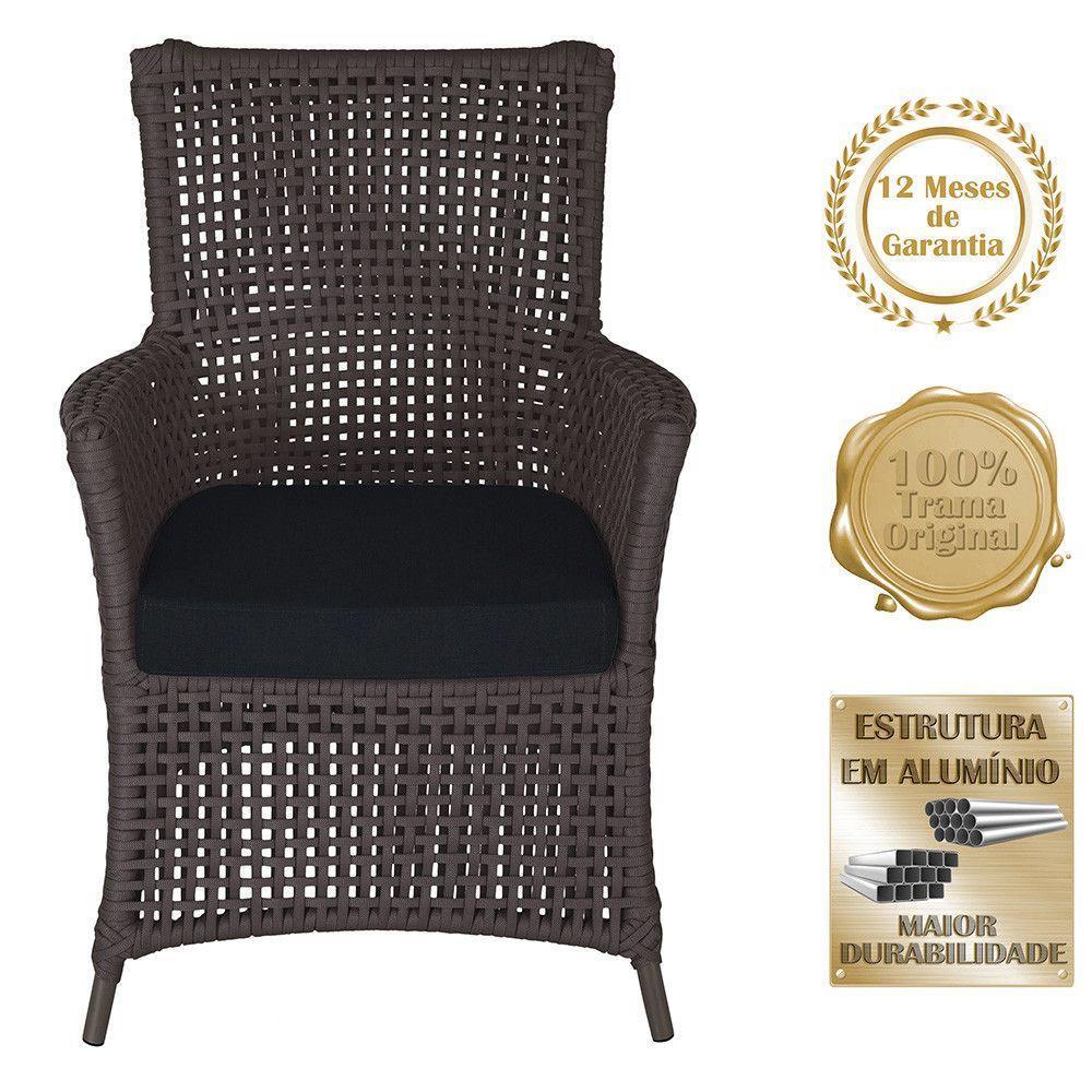 2 Poltronas E 1 Mesa Igapó Alumínio Marrom Corda Náutica E12 Marrom - 5