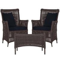 2 Poltronas E 1 Mesa Igapó Alumínio Marrom Corda Náutica E12 Marrom - 1