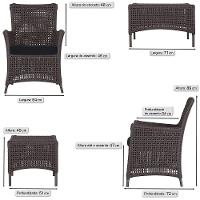 2 Poltronas E 1 Mesa Igapó Alumínio Marrom Corda Náutica E12 Marrom - 6