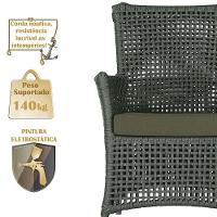 4 Poltronas E 1 Mesa Igapó Alumínio Fendi Corda Náutica E13 Verde - 3