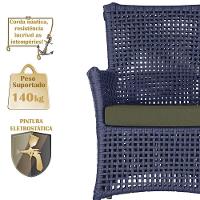 4 Poltronas E 1 Mesa Igapó Alumínio Fendi Corda Náutica E13 Azul