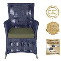 4 Poltronas E 1 Mesa Igapó Alumínio Fendi Corda Náutica E13 Azul - 5