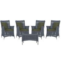 4 Poltronas E 1 Mesa Igapó Alumínio Fendi Corda Náutica E13 Prata - 1