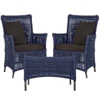 2 Poltronas E 1 Mesa Igapó Alumínio Marrom Corda Náutica E9 Azul - 1