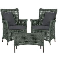 2 Poltronas E 1 Mesa Igapó Alumínio Marrom Corda Náutica E11 Verde - 1