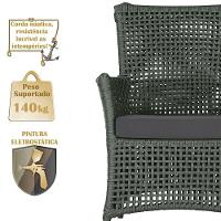 2 Poltronas E 1 Mesa Igapó Alumínio Marrom Corda Náutica E11 Verde - 3