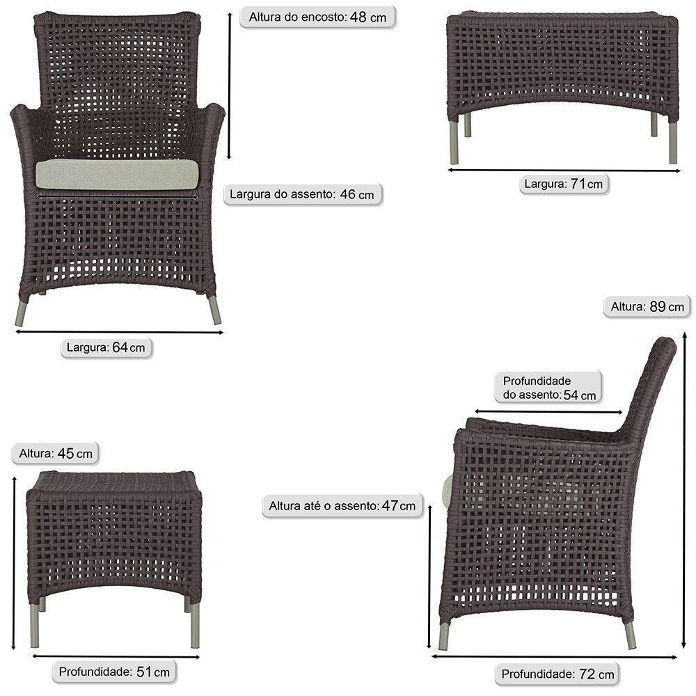 4 Poltronas E 1 Mesa Igapó Alumínio Fendi Corda Náutica E3 Marrom - 5