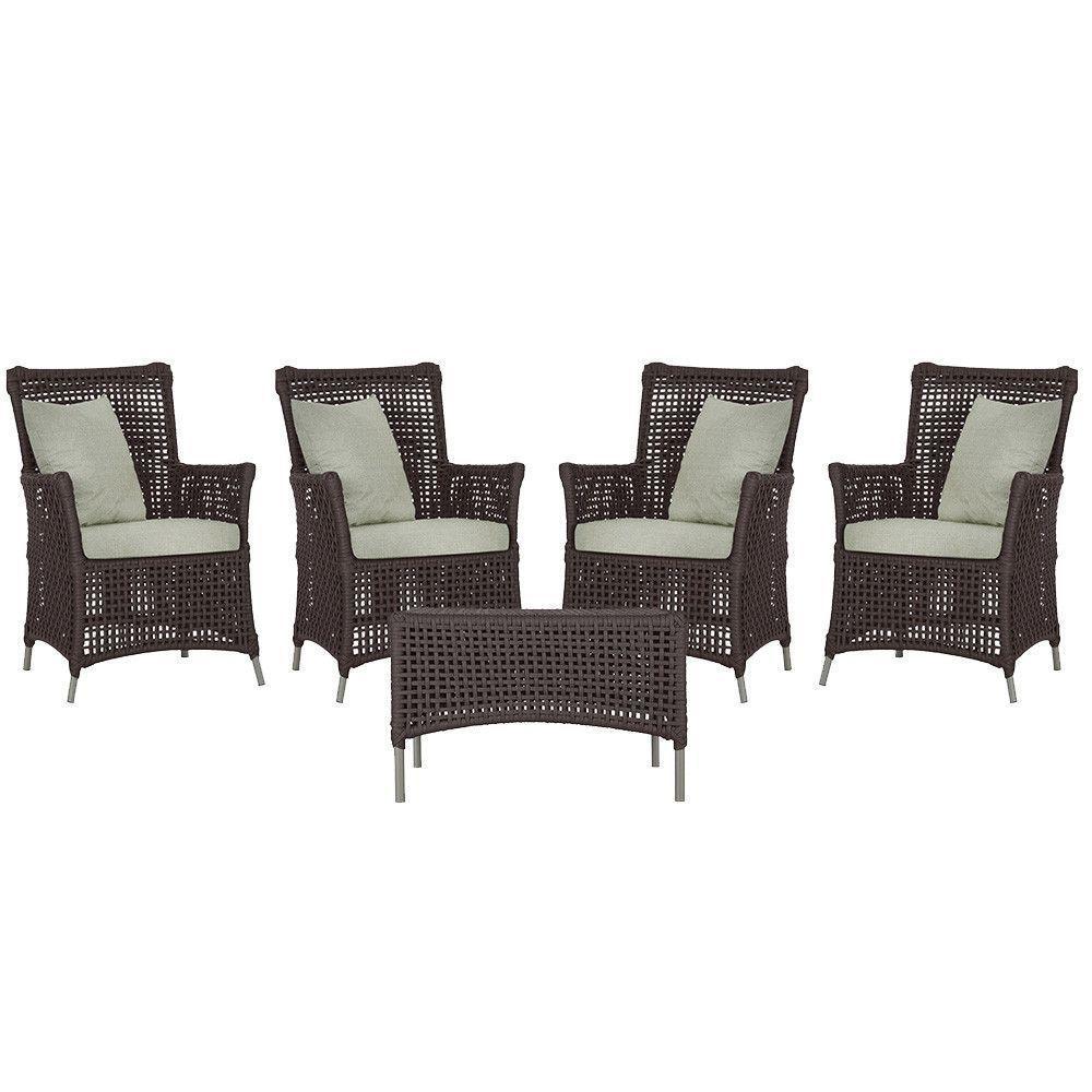 4 Poltronas E 1 Mesa Igapó Alumínio Fendi Corda Náutica E3 Marrom - 6