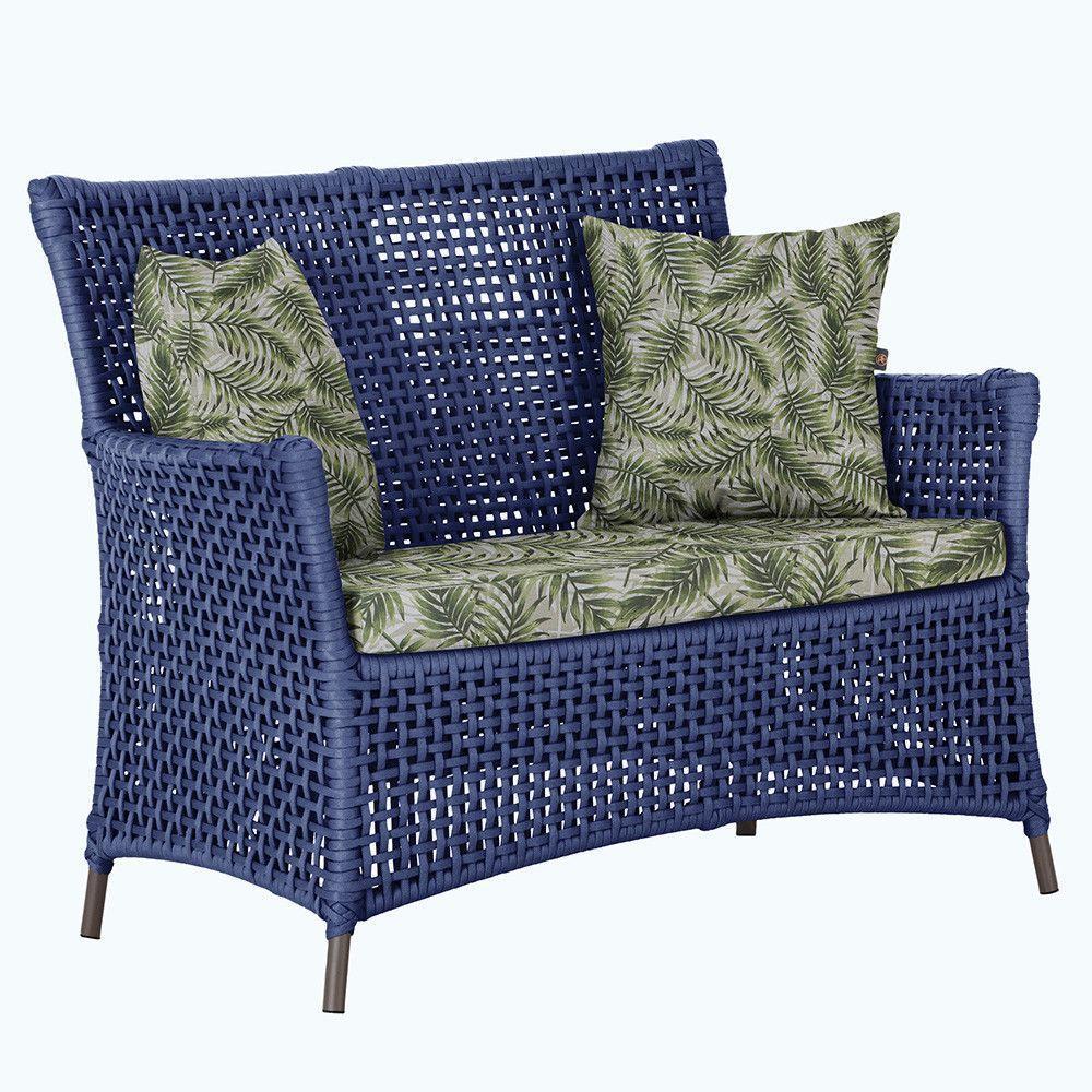 1 Sofá área Externa Igapó Alumínio Marrom Corda Náutica E5 Azul - 1