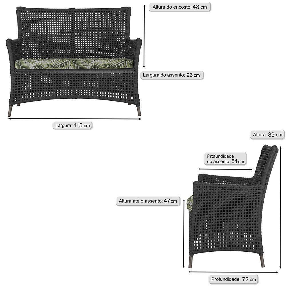 1 Sofá área Externa Igapó Alumínio Marrom Corda Náutica E5 Preto - 6