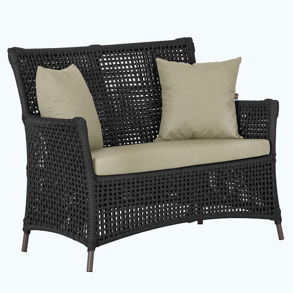 1 Sofá área Externa Igapó Alumínio Marrom Corda Náutica E7 Preto - 1